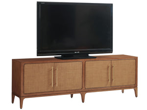 Lexington Tommy Bahama Home Sierra Media Console - Luxurious 86-inch Mid-century Design With Woven Raffia And Stylish Storage Options Sonoran  575-908