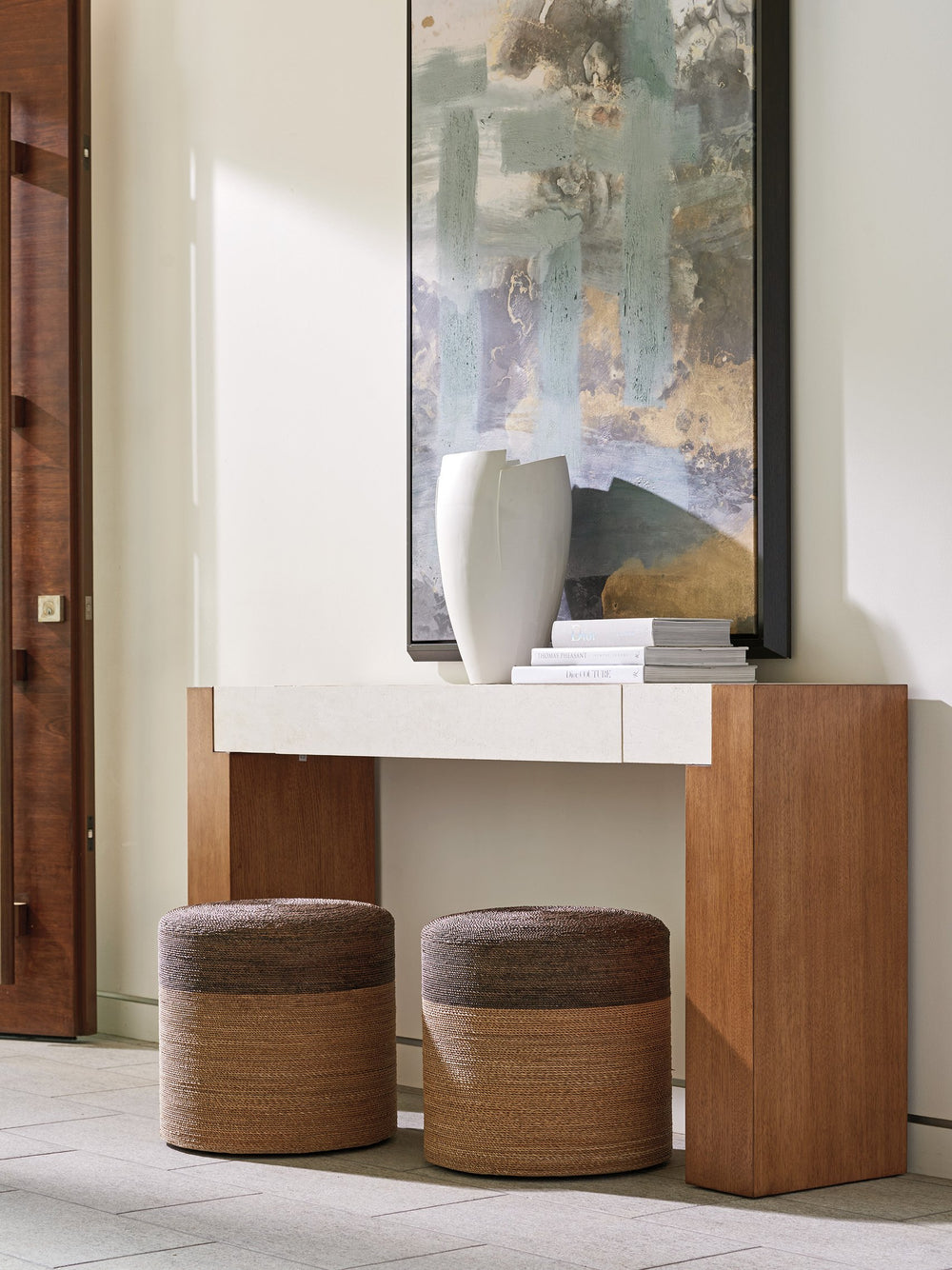 Lexington Tommy Bahama Home Highlands Woven Ottoman - Elegant Mid-century Modern Design With Luxurious Palm Desert Aesthetic Sonoran  575-944