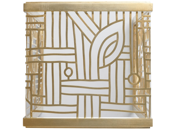 Lexington Tommy Bahama Home Redford Metal Accent Table – Luxurious Mid-century Design With Abstract Gold Leaf & Glass Top Sonoran  575-952