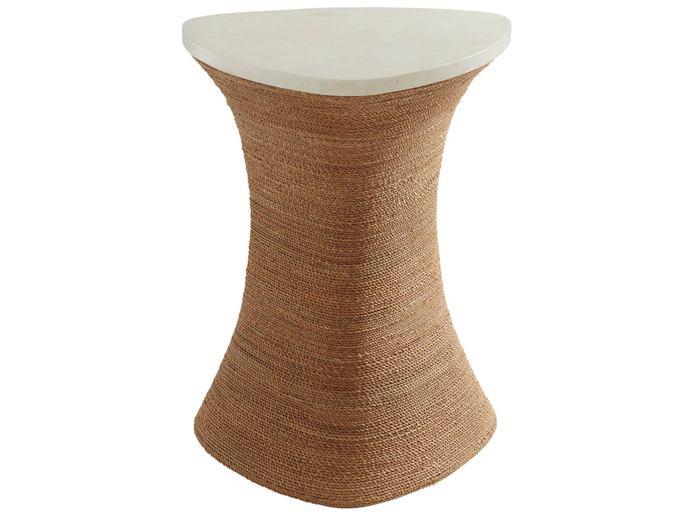 Lexington Tommy Bahama Home Haley Woven Accent Table - Luxurious Hourglass Design With White Cordova Stone Top For Modern Living Sonoran  575-953