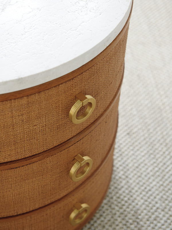 Lexington Tommy Bahama Home Banning Raffia Round Lamp Table With Anticato Marble Top And Elegant Storage Drawers For Style Sonoran  575-954