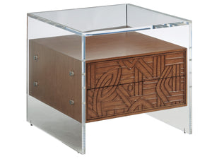 Lexington Tommy Bahama Home Arden Acrylic Lamp Table - Modern Design With Suspended Drawers And Elegant Pencil Rattan Accents Sonoran  575-957