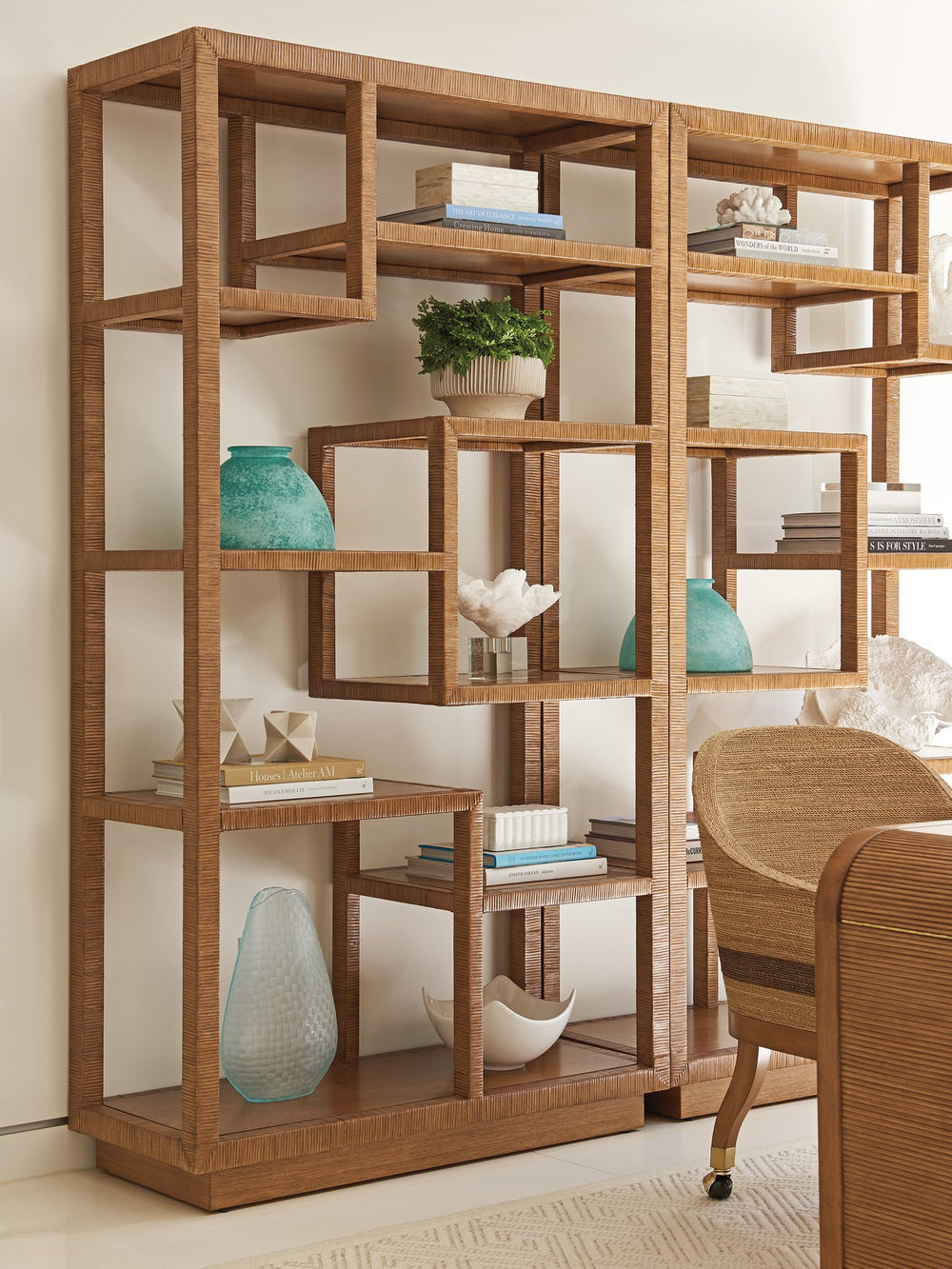 Lexington Tommy Bahama Home Bryce Raffia Etagere - Contemporary Palm Desert-inspired Design With 9 Shelves For Effortless Style Sonoran  575-990