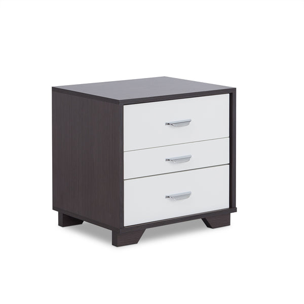 English Elm Eloy Contemporary White & Black Accent Table with 3 Drawers, MDF Construction, 40lb Top Capacity B2726P287564