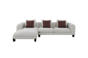 English Elm Mardi Maroon & Beige Tweed Sectional Sofa with 3 Accent Pillows, Bouclé Upholstery, 880lb Capacity B2726S00436