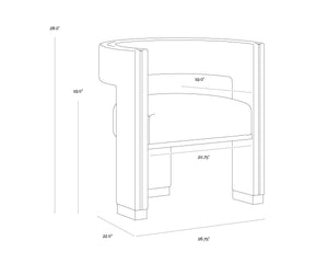 Sunpan Adamina Dining Armchair - Rhea Light Barley, Stylish Gold Stainless Steel Legs, Contemporary Design