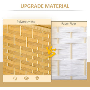 English Elm HOMCOM Hand-Woven 6-Panel Room Divider 6' Tall Folding Privacy Screen Paulownia Frame Natural Wood W2225P217942