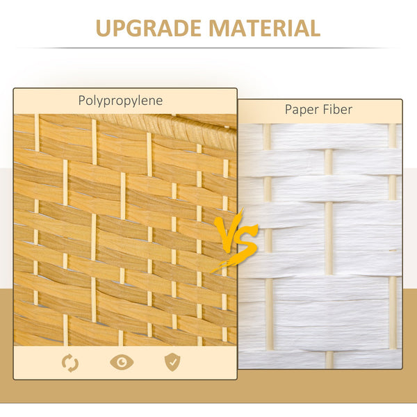 English Elm HOMCOM Hand-Woven 6-Panel Room Divider 6' Tall Folding Privacy Screen Paulownia Frame Natural Wood W2225P217942