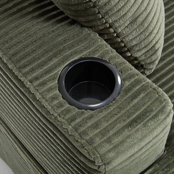 English Elm [New]Corduroy Upholstered Chaise Lounge Sofa with Detachable Cushions, Deep Seat, Cup Holders Green W2120P322754