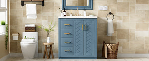 English Elm 30'' Stylish Bathroom Vanity Set With Ceramic Sink, Soft-Close Doors, Solid Wood Frame & Modern Design N710P191970M