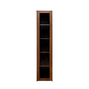 English Elm Display Curio Cabinet with Led Lighting Five Shelves Acrylic Doors Tall Bookcase W331P380593