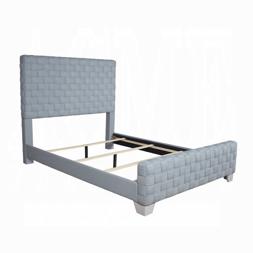 English Elm Contemporary Teal Chenille Queen Bed Padded Headboard Footboard Gray Leg Bedroom B2741S00755
