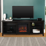 English Elm Walker Edison - Modern Transitional Wood 70" Fireplace Tv Stand For 80" Tvs With 2 Shelves - Black