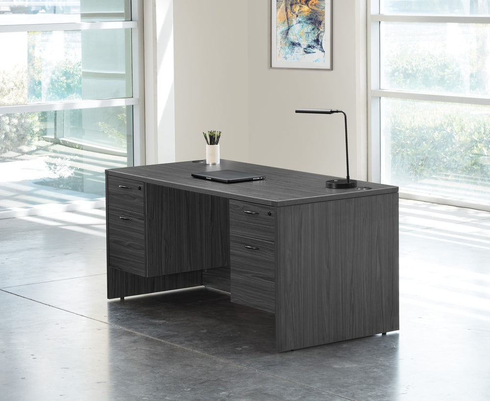 OSP Home Furnishings Napa Executive Double Pedestal Desk with File Drawers for a Polished Home Office NAPSGW-TYP3