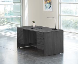 OSP Home Furnishings Napa Executive Double Pedestal Desk with File Drawers for a Polished Home Office NAPSGW-TYP3