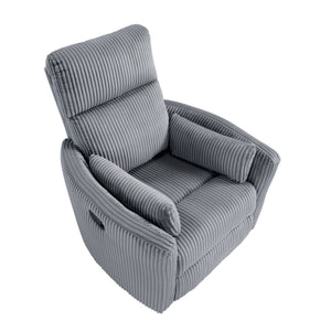 English Elm Gray Corduroy Swivel Glider Recliner Chair - Plush Upholstery, 360° Swivel, Smooth Recline, 34"x36" B011P383304