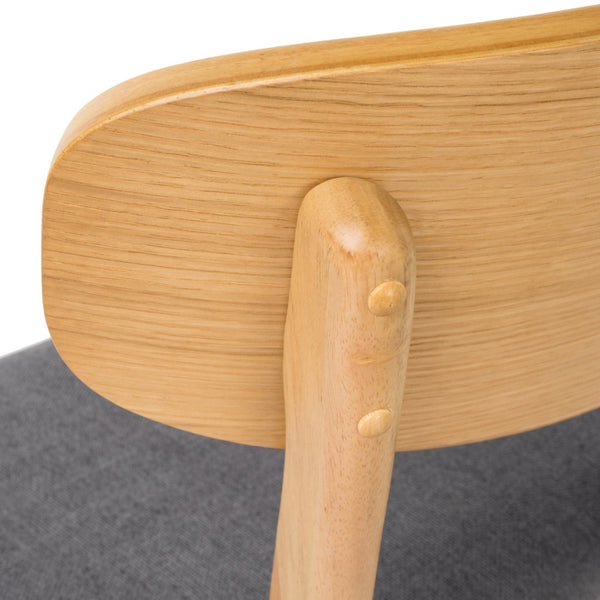 English Elm [video] Set of 2 Minimalist Dining Chairs with Cushioned Seats and Oak Rubberwood Legs N759P371095E