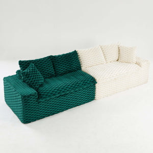 English Elm Luxury Color-Block Turtle Velvet Sofa - Versatile Seating For Stylish Living Rooms & Cozy Gatherings W3371S00053