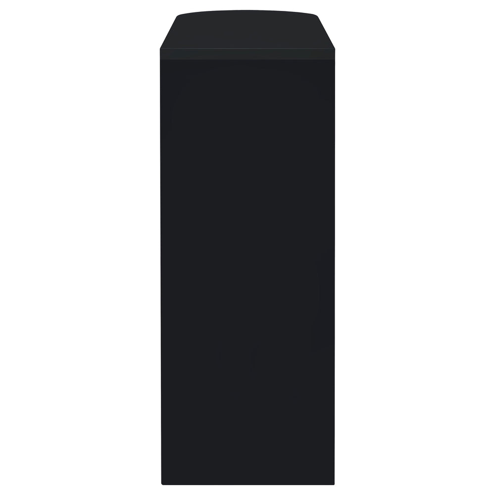 English Elm Karinna Sleek Black High-Gloss 2-Tier Bar Table with Glass Shelf Modern Storage & Display Accent B062P331041