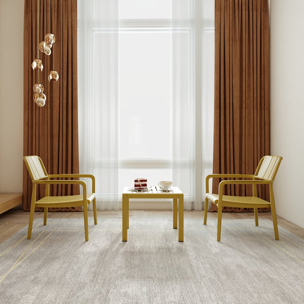 English Elm 2-Piece Yellow Polypropylene Seating Set With Coffee Table – Stylish Indoor/Outdoor Furniture Solution! W3450P323332