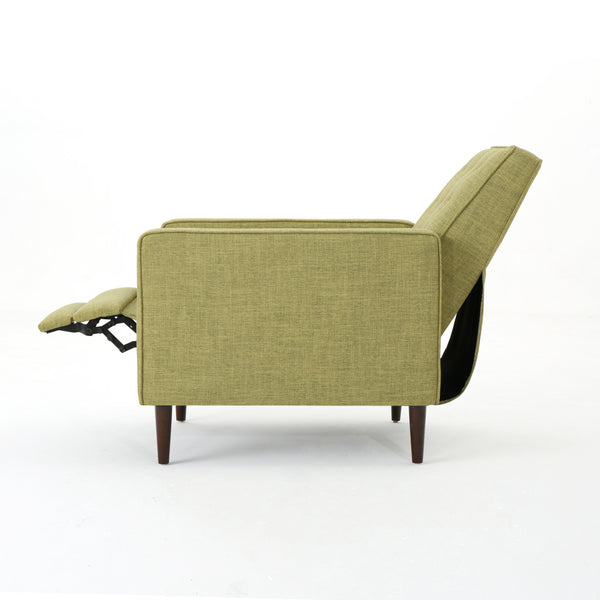 English Elm Christopher Knight Home® - Fabric Recliner Chair Mid-Century Modern Pushback Single Sofa with Tufted Cushion, Birch Legs, Cozy Comfort Green 60741.00MGRN