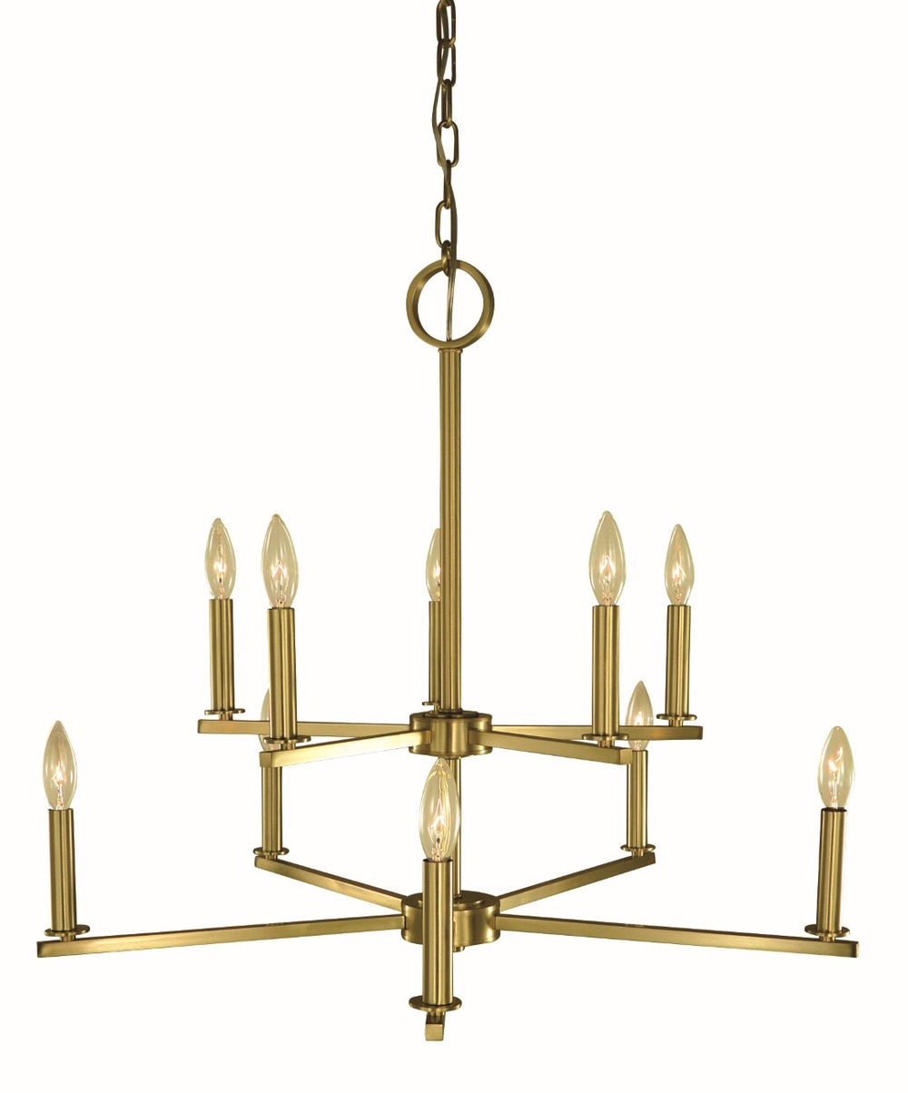 Framburg 10-light Brushed Brass Evelyn Dining Chandelier - Elegant Square Tubing For Timeless Home Décor Brushed Brass Metal 5760 Br