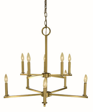 Framburg 10-light Brushed Brass Evelyn Dining Chandelier - Elegant Square Tubing For Timeless Home Décor Brushed Brass Metal 5760 Br