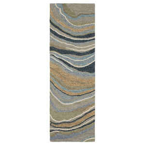 HomeRoots 5' Gray and Blue Wool Hand-Tufted Area Rug - Modern Abstract Design for Stylish Home Décor 8' Runner 576000