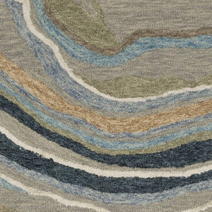 HomeRoots 5' Gray and Blue Wool Hand-Tufted Area Rug - Modern Abstract Design for Stylish Home Décor 8' Runner 576000