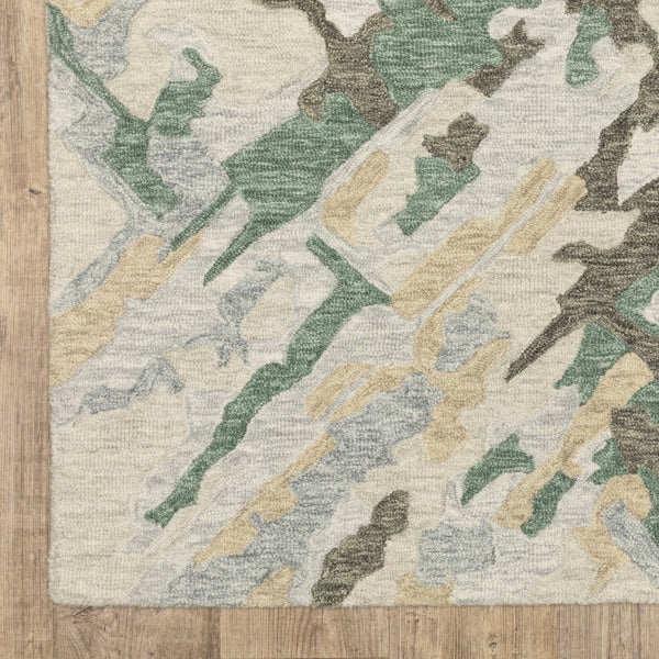 HomeRoots 5' Hand-Tufted Wool Area Rug in Gray and Teal - Contemporary Abstract Design for Cozy Spaces 8' Runner 576001