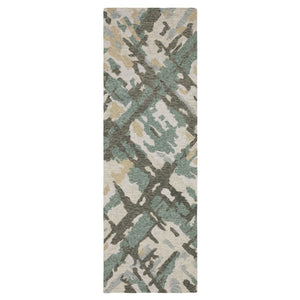 HomeRoots 5' Hand-Tufted Wool Area Rug in Gray and Teal - Contemporary Abstract Design for Cozy Spaces 8' Runner 576001