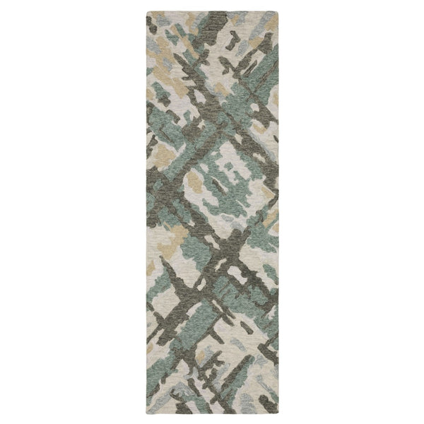 HomeRoots 5' Hand-Tufted Wool Area Rug in Gray and Teal - Contemporary Abstract Design for Cozy Spaces 8' Runner 576001