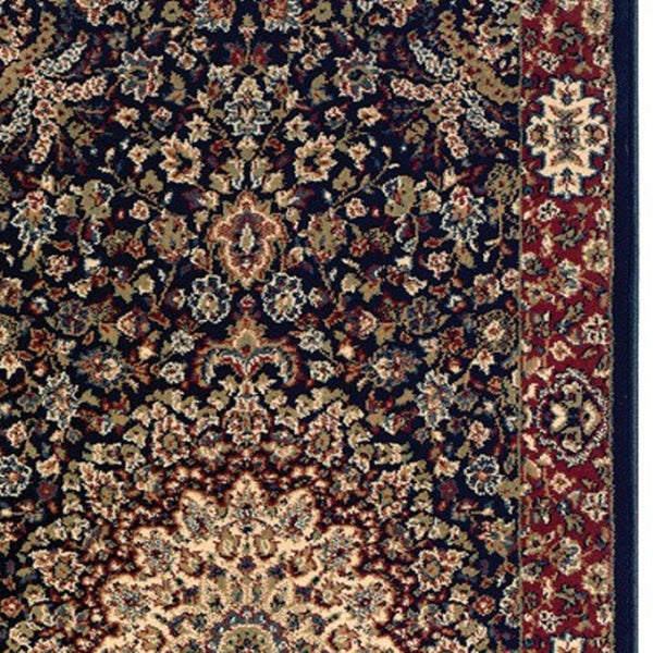 HomeRoots 6' Blue Oriental Round Rug - Elegant Design, Durable & Stain-Resistant for High-Traffic Spaces 8' Runner 576002