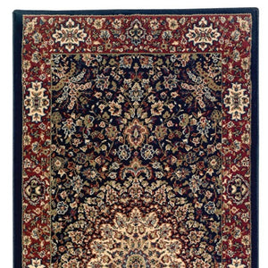 HomeRoots 6' Blue Oriental Round Rug - Elegant Design, Durable & Stain-Resistant for High-Traffic Spaces 8' Runner 576002