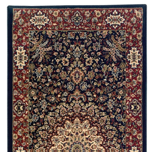 HomeRoots 6' Blue Oriental Round Rug - Elegant Design, Durable & Stain-Resistant for High-Traffic Spaces 8' Runner 576002
