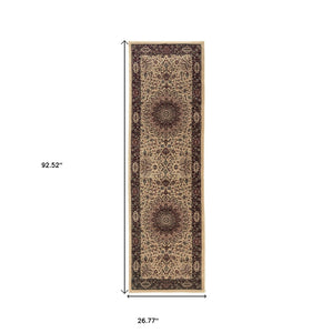 HomeRoots 6' Blue Oriental Round Rug - Elegant Design, Durable & Stain-Resistant for High-Traffic Spaces 8' Runner 576003