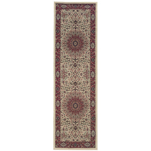 HomeRoots 6' Blue Oriental Round Rug - Elegant Design, Durable & Stain-Resistant for High-Traffic Spaces 8' Runner 576004