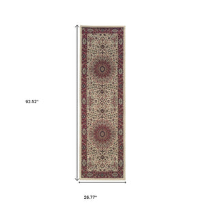 HomeRoots 6' Blue Oriental Round Rug - Elegant Design, Durable & Stain-Resistant for High-Traffic Spaces 8' Runner 576004