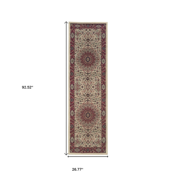 HomeRoots 6' Blue Oriental Round Rug - Elegant Design, Durable & Stain-Resistant for High-Traffic Spaces 8' Runner 576004