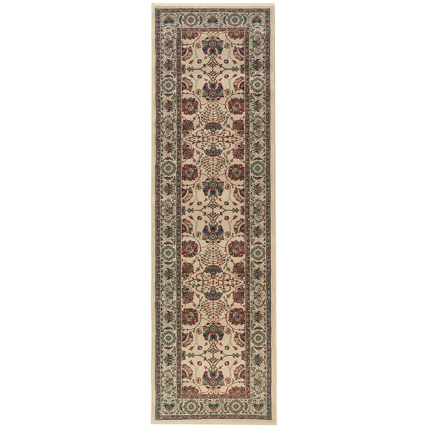 HomeRoots 6' Ivory Floral Round Rug - Elegant, Durable, Stain-Resistant Design for Timeless Home Décor Appeal 8' Runner 576005