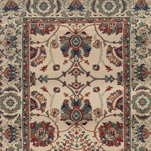 HomeRoots 6' Ivory Floral Round Rug - Elegant, Durable, Stain-Resistant Design for Timeless Home Décor Appeal 8' Runner 576005