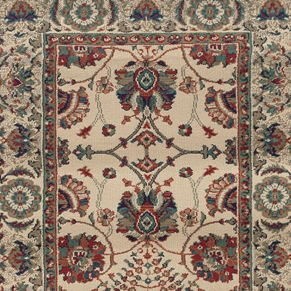 HomeRoots 6' Ivory Floral Round Rug - Elegant, Durable, Stain-Resistant Design for Timeless Home Décor Appeal 8' Runner 576005