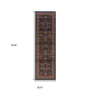 HomeRoots 6' Elegant Round Oriental Rug in Ivory, Black & Red - Timeless Style for Modern Spaces 8' Runner 576006