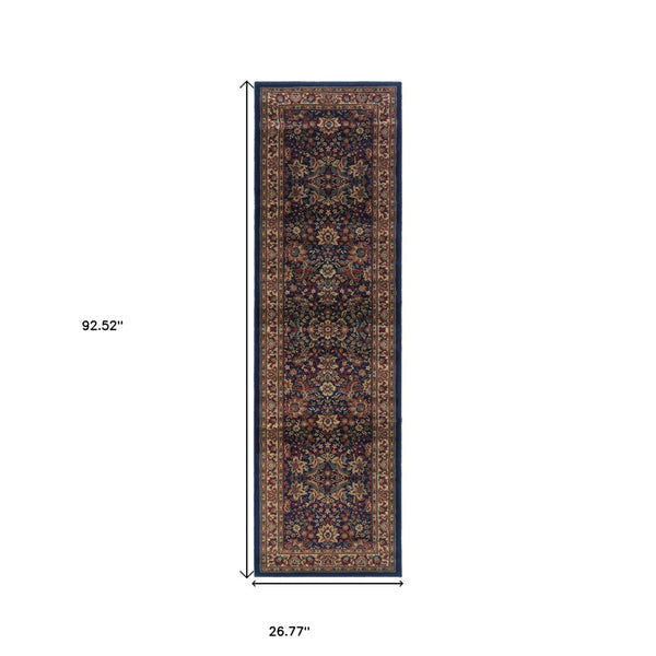 HomeRoots 6' Elegant Round Oriental Rug in Ivory, Black & Red - Timeless Style for Modern Spaces 8' Runner 576006