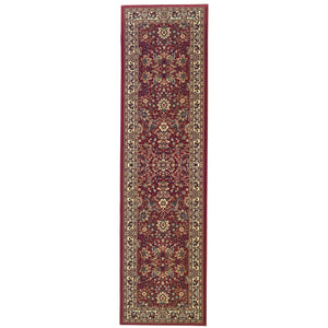 HomeRoots 6' Elegant Round Oriental Rug in Ivory, Black & Red - Timeless Style for Modern Spaces 8' Runner 576007