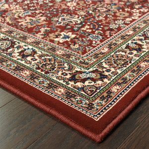 HomeRoots 6' Elegant Round Oriental Rug in Ivory, Black & Red - Timeless Style for Modern Spaces 8' Runner 576007