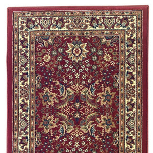 HomeRoots 6' Elegant Round Oriental Rug in Ivory, Black & Red - Timeless Style for Modern Spaces 8' Runner 576007