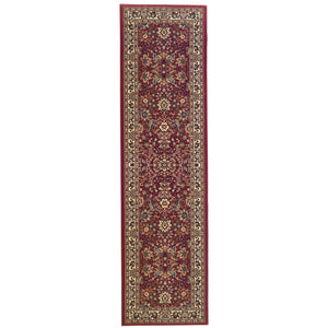 HomeRoots 6' Elegant Round Oriental Rug in Ivory, Black & Red - Timeless Style for Modern Spaces 8' Runner 576007