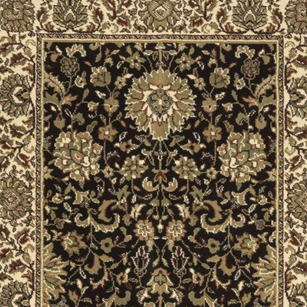 Homeroots 6' Brown Oriental Round Rug - Durable, Stain Resistant, Geometric Design For Warmth And Style Brown,Ivory Polypropylene 576009