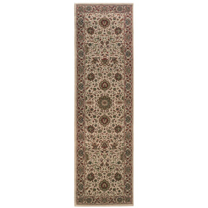 HomeRoots 6' Elegant Ivory and Green Oriental Round Rug - Durable, Stain-Resistant Design for Any Room 8' Runner 576010